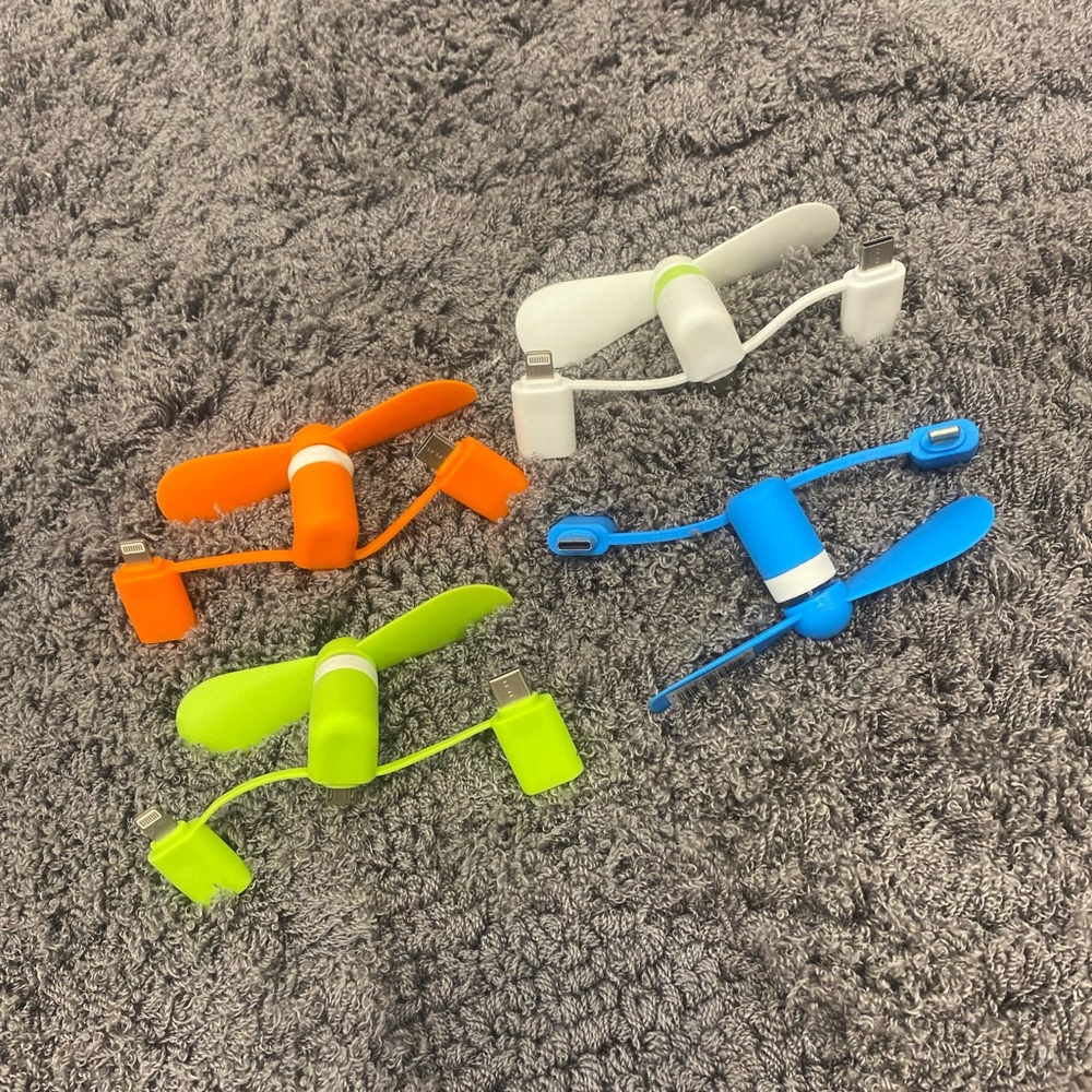 Portable Micro USB & Lightning Phone Fan — Set of 4